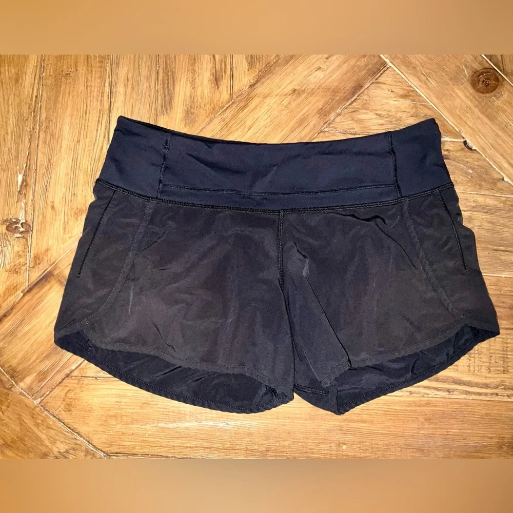 Lululemon Black Run Times Athletic Running Shorts Size 6